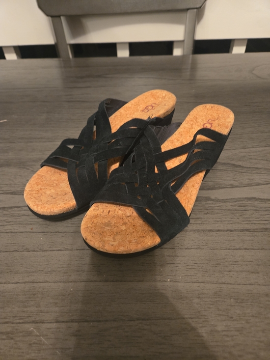 UGG Shoes - UGG Australia 1019976 Lilah Wedge Black Suede Shoes Sandals US 8.5